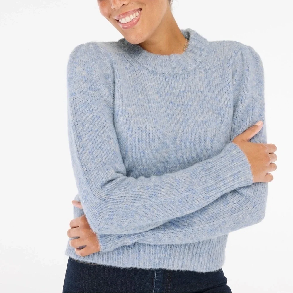 J. Crew Soft Blue Crew Neck Fuzzy Sweater - Picture 1 of 8